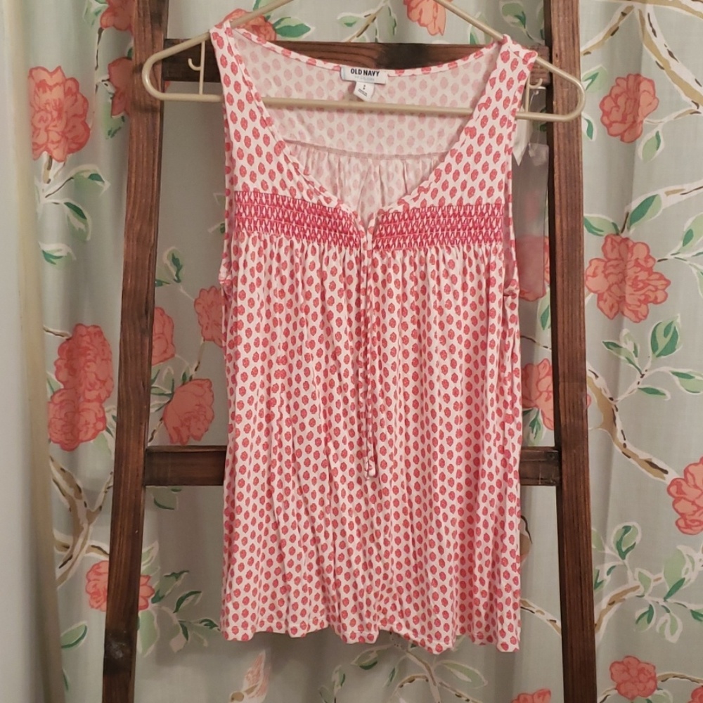 Pink and white tank top